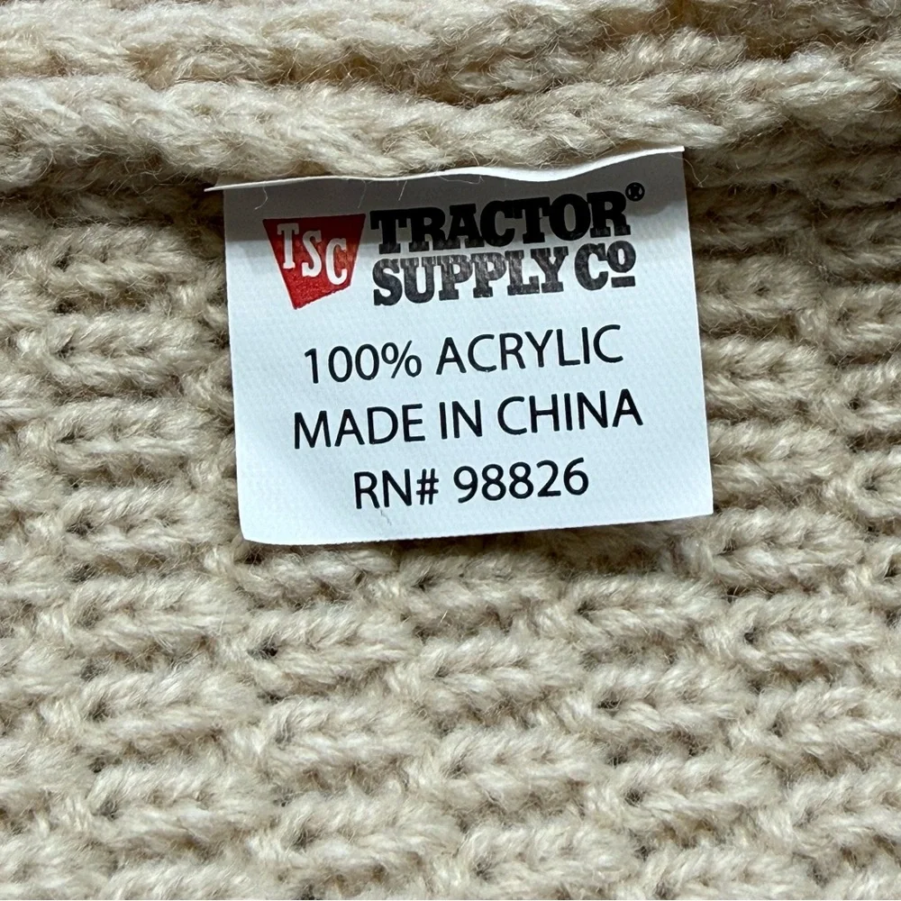 Tractor Supply Cream Knit Beanie with Pom-Pom